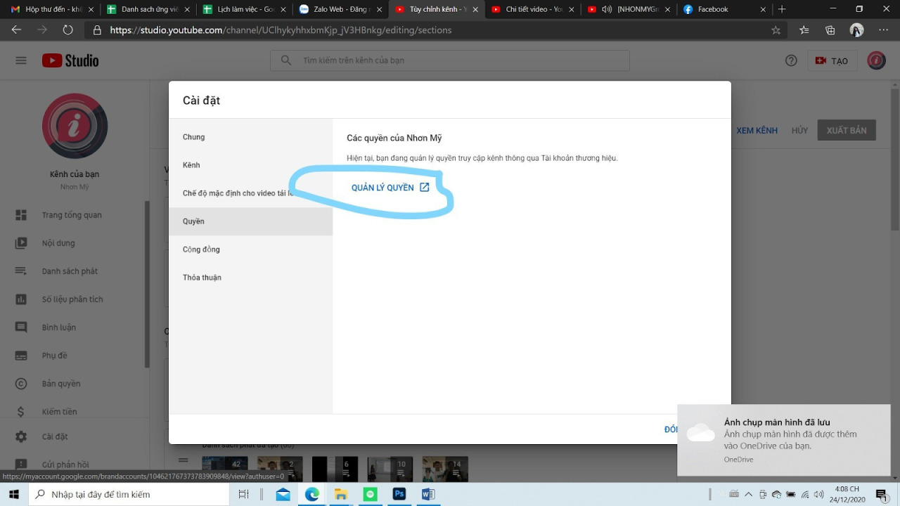 hướng dẫn cấp quyền truy cập trên Youtube