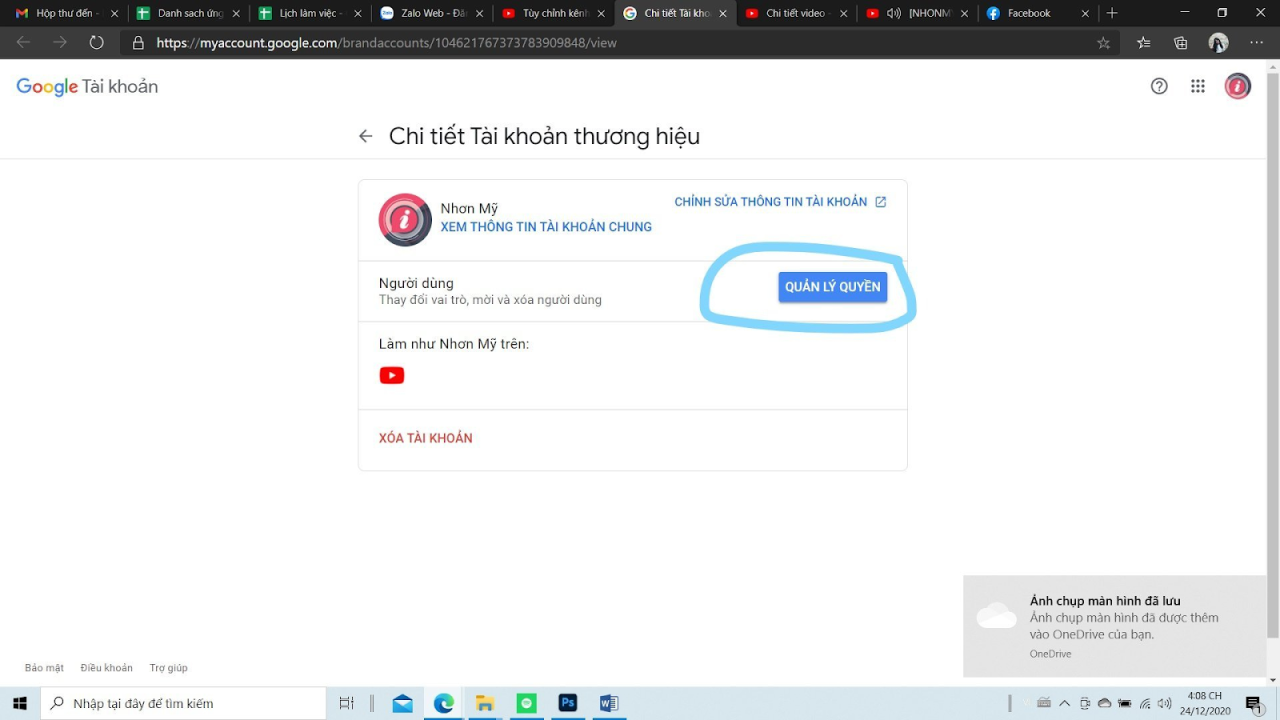 hướng dẫn cấp quyền truy cập trên Youtube