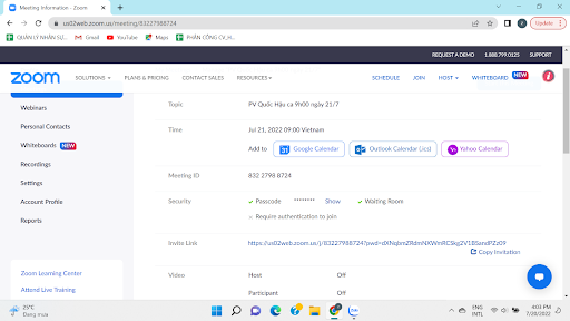 Hướng dẫn lên lịch Zoom